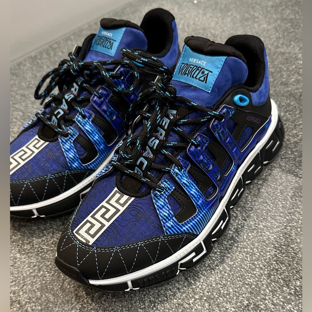 Brand New Versace Blue Trigreca Shoes in US 9.5 or IT 42.5, (WITH TAGS and BOX)